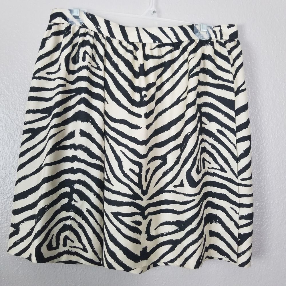 Michael Kors Gold/Black Silk Zebra Print Skirt S - Picture 1 of 5